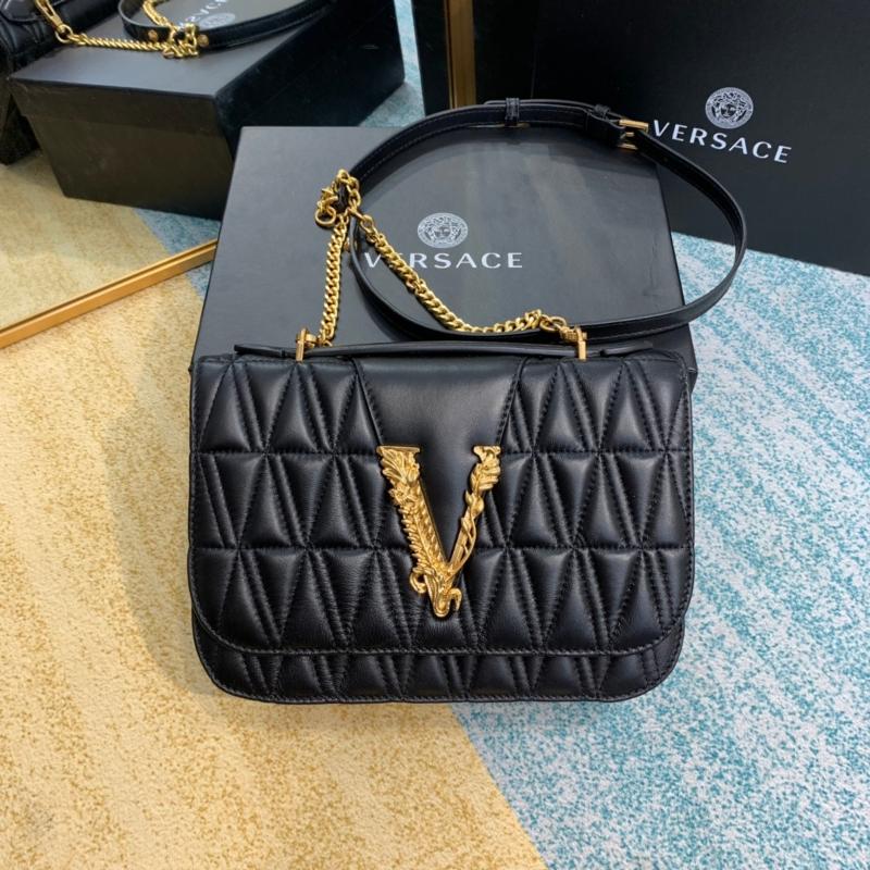 Versace Chain Handbags DBFG985 Pleated Black